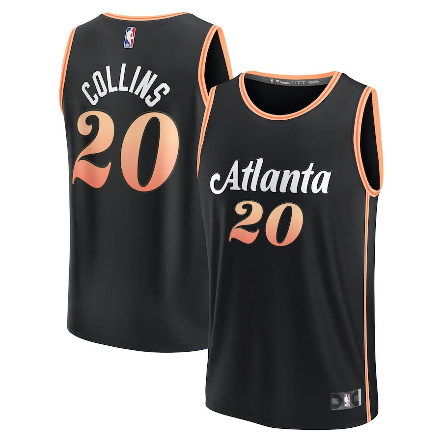 Men Atlanta Hawks #20 John Collins Fanatics Branded Black 2022-23 Fastbreak NBA Jersey